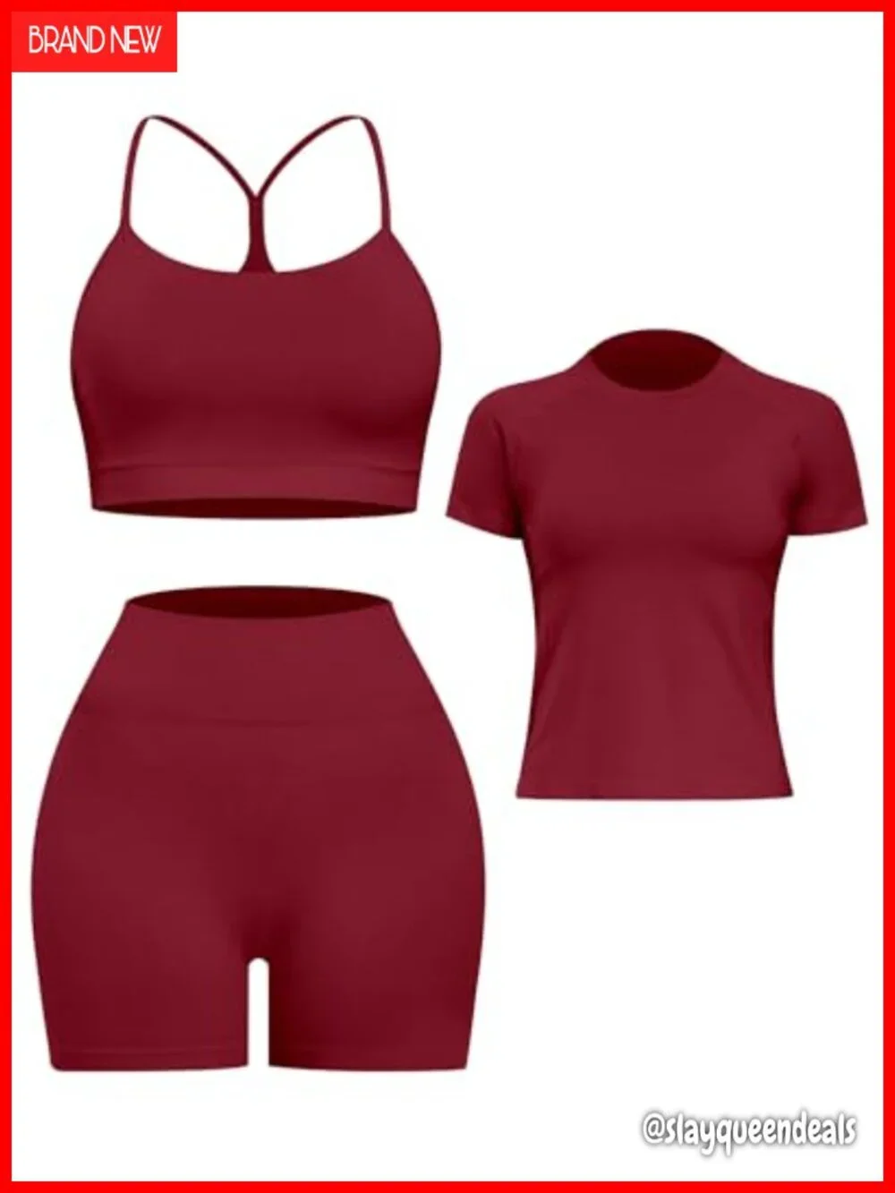 Seamless 3 Piece Workout Set Racerback Sports Bra Tank Top Gym Shorts
